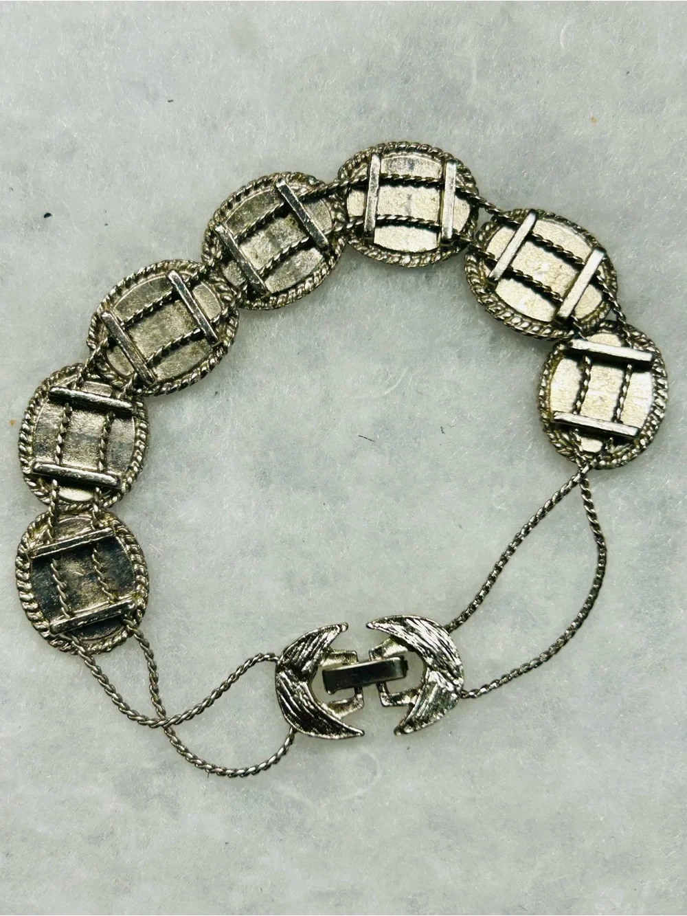 Vintage Abalone Shell Silver-Tone Link Bracelet (c. 1980–1985)